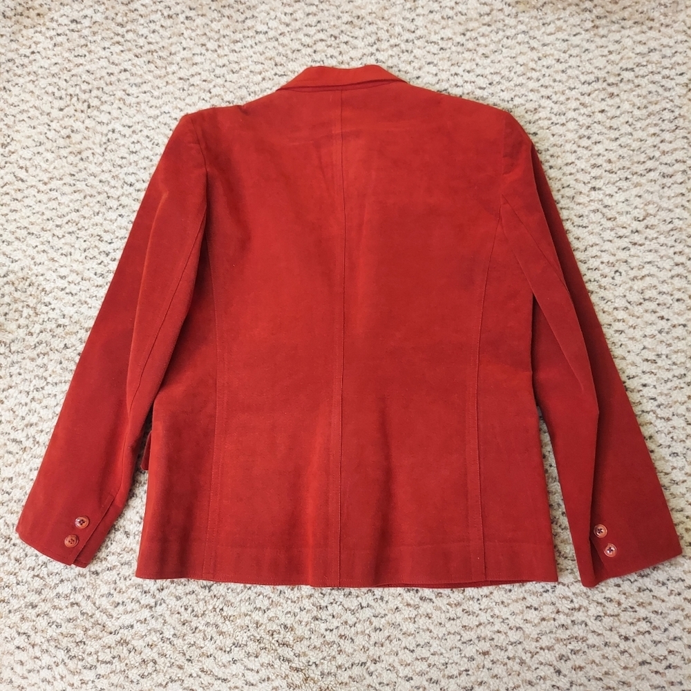 Blassport Ultra Suede Blazer Jacket Women Medium Red Long Sleeve DISCOLORED - Picture 15 of 15